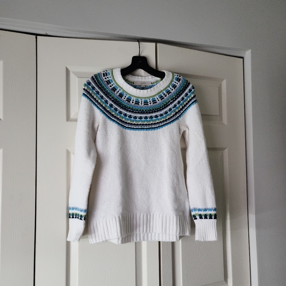Loft blue and white sweater size xs